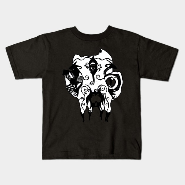 Mystic Three Eyed Cat Skull Kids T-Shirt by PoesUnderstudy